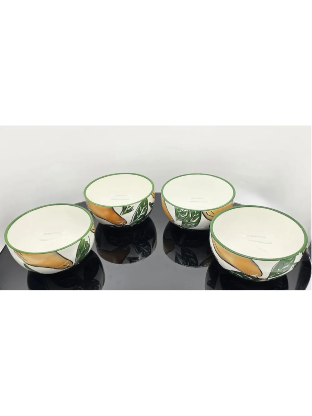 Italian Lemon Citrus Bowls Set 4 Hand Painted Tuscan Pottery Made In Italy